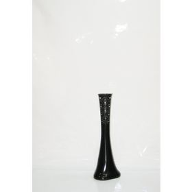 M3Decorium Siyah İşlemeli Delikli Desenli Uzun 60cm Vazo