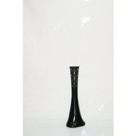 M3Decorium Siyah İşlemeli Delikli Desenli Uzun 60cm Vazo