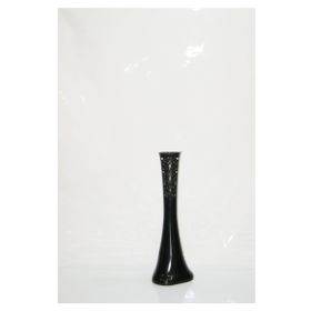 M3Decorium Siyah İşlemeli Delikli Desenli Uzun 60cm Vazo