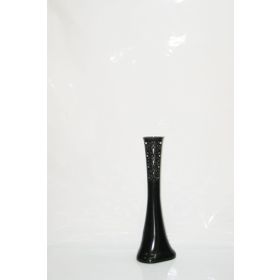 M3Decorium Siyah İşlemeli Delikli Desenli Uzun 60cm Vazo