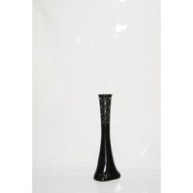 M3Decorium Siyah İşlemeli Delikli Desenli Uzun 60cm Vazo