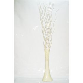 M3Decorium Uzun Desenli Sızdırmaz 15 Adet Krem Dallı Köşesu 60cm Vazo