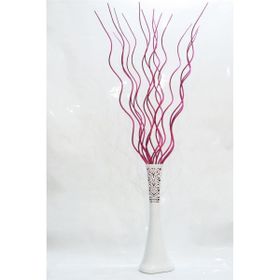 M3Decorium Uzun Desenli ve 20 Adet Fuşya Renkli Koyu Pembe Dal 60cm Vazo