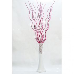 M3Decorium Uzun Desenli ve 20 Adet Fuşya Renkli Koyu Pembe Dal 60cm Vazo