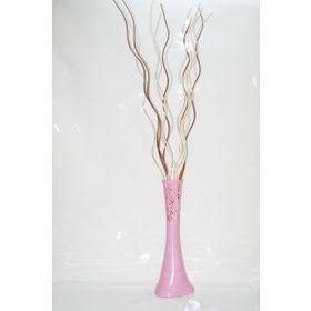 M3Decorium Uzun Pembe Desenli 15 Adet Kahve Krem Dal 60cm Vazo