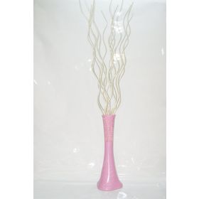 M3Decorium Uzun Pembe Desenli 15 Adet Krem Dal 60cm Vazo