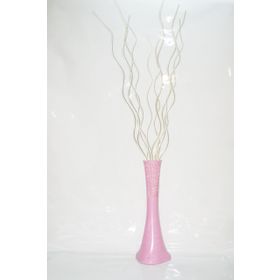 M3Decorium Uzun Pudra Pembe Desenli 10 Adet Krem Dallı Köşesu 60cm Vazo