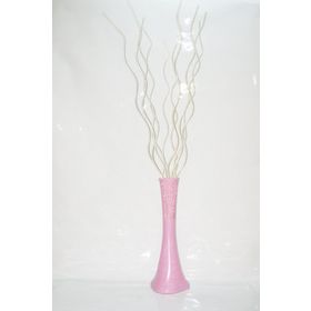 M3Decorium Uzun Pudra Pembe Desenli 10 Adet Krem Dallı Köşesu 60cm Vazo