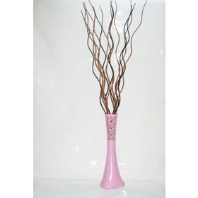 M3Decorium Uzun Pudra Pembe Desenli 15 Adet Kahve Siyah Dal 60cm Vazo
