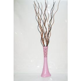 M3Decorium Uzun Pudra Pembe Desenli 15 Adet Kahve Siyah Dal 60cm Vazo