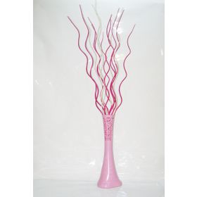 M3Decorium Uzun Pudra Pembe Desenli 15 Adet Krem Fuşya Dal 60cm Vazo