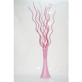 M3Decorium Uzun Pudra Pembe Desenli 15 Adet Krem Fuşya Dal 60cm Vazo