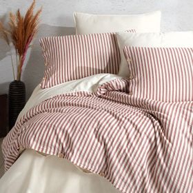 Macas Home Chance Cherry 100 Pamuklu Ipligi Boyali Yikamali Krem 160*220 Tek Kisilik Nevresim Takimi