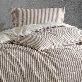 Macas Home Krem Chance Pamuklu İpliği Boyalı Yıkamalı Çift Kişilik Nevresim Takımı