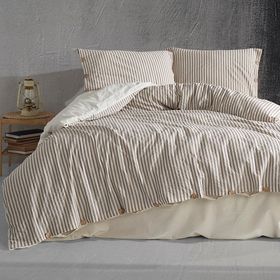 Macas Home Krem Chance Pamuklu İpliği Boyalı Yıkamalı Tek Kişilik Nevresim Takımı
