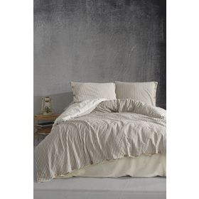 Macas Home Krem Chance Pamuklu İpliği Boyalı Yıkamalı Tek Kişilik Nevresim Takımı