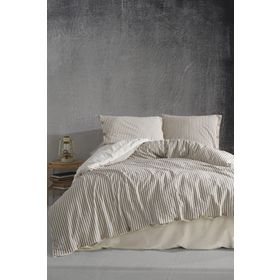 Macas Home Krem Chance Pamuklu İpliği Boyalı Yıkamalı Tek Kişilik Nevresim Takımı