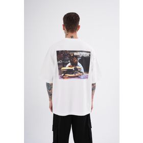 Machinist Alf Baskılı Ekru Oversize Erkek T-shirt