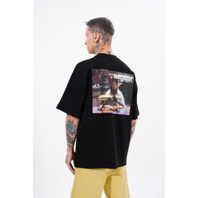 Machinist Alf Baskılı Siyah Oversize Erkek T-shirt