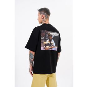 Machinist Alf Baskılı Siyah Oversize Erkek T-shirt