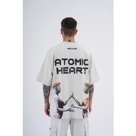 Machinist Atomic Heart Gri Baskılı Oversize Erkek T-shirt