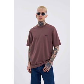 Machinist Basic Relaxed Mürdüm İnce Pamuklu Erkek T-shirt