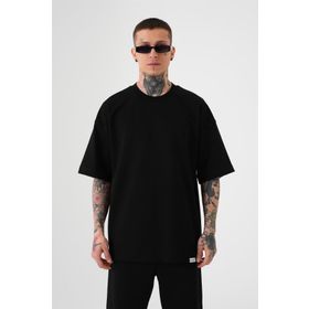 Machinist Basic Siyah Pamuklu Oversize Erkek T-shirt