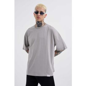 Machinist Basic Super Açık Gri Pamuklu Oversize Erkek T-shirt