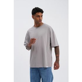 Machinist Basic Super Açık Gri Pamuklu Oversize Erkek T-shirt