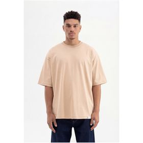 Machinist Basic Super Bej Pamuklu Oversize Erkek T-shirt