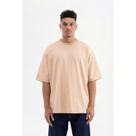 Machinist Basic Super Bej Pamuklu Oversize Erkek T-shirt