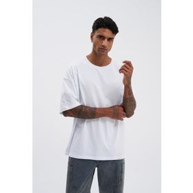 Machinist Basic Super Beyaz Pamuklu Oversize Erkek T-shirt