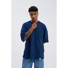 Machinist Basic Super İndigo Pamuklu Oversize Erkek T-shirt