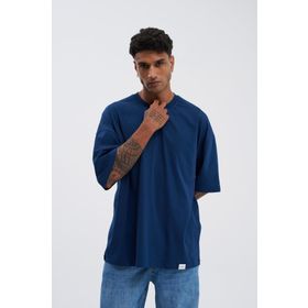 Machinist Basic Super İndigo Pamuklu Oversize Erkek T-shirt