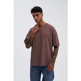 Machinist Basic Super Kakao Pamuklu Oversize Erkek T-shirt
