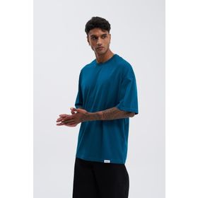 Machinist Basic Super Koyu Petrol Pamuklu Oversize Erkek T-shirt