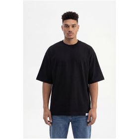Machinist Basic Super Siyah Pamuklu Oversize Erkek T-shirt
