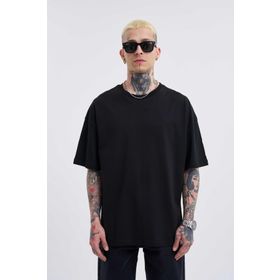 Machinist Basic Super Siyah Pamuklu Oversize Erkek T-shirt