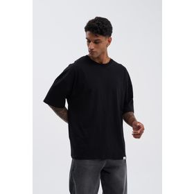 Machinist Basic Super Siyah Pamuklu Oversize Erkek T-shirt