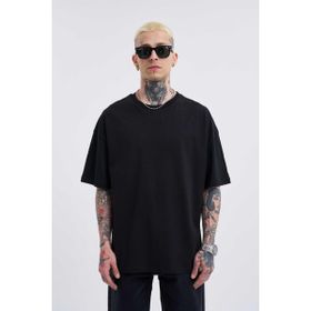 Machinist Basic Super Siyah Pamuklu Oversize Erkek T-shirt