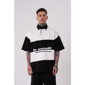 Machinist Be Yourself Siyah Polo Yaka Oversize Erkek T-shirt
