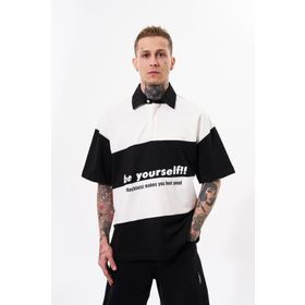 Machinist Be Yourself Siyah Polo Yaka Oversize Erkek T-shirt