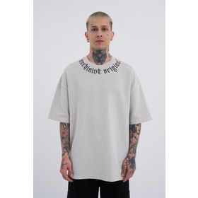 Machinist Blockbuster Baskılı Açık Bej Spotted Yıkamalı Oversize Erkek T-shirt