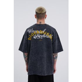 Machinist Blockbuster Baskılı Asphalt Spotted Yıkamalı Oversize Erkek T-shirt