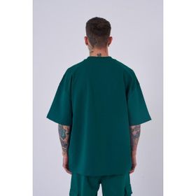 Machinist Cep Detay Baskılı Petrol Yeşili Oversize Erkek T-shirt