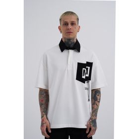 Machinist Constrast Pocket Ekru Oversize Polo Yaka Erkek T-shirt