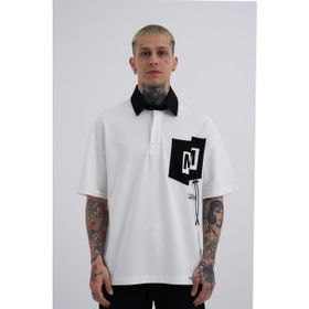 Machinist Constrast Pocket Ekru Oversize Polo Yaka Erkek T-shirt