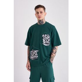 Machinist Dama Patch Petrol Yeşili Oversize Erkek T-shirt