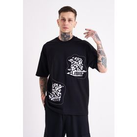 Machinist Dama Patch Siyah Oversize Erkek T-shirt