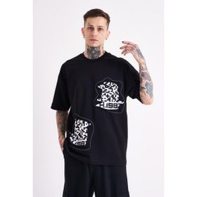 Machinist Dama Patch Siyah Oversize Erkek T-shirt